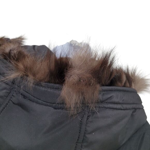 Trendy Black Winter Jacket With Furry Hoodie Size: Large - Picture 12 of 14